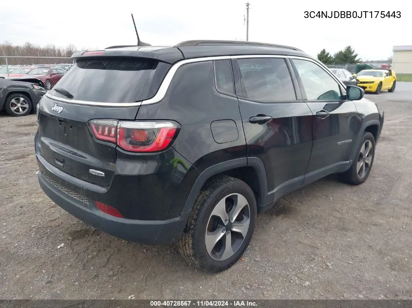 2018 Jeep Compass Latitude 4X4 VIN: 3C4NJDBB0JT175443 Lot: 40728567