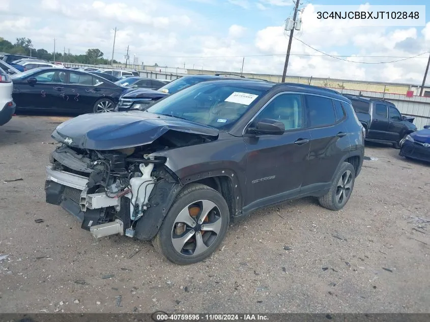 2018 Jeep Compass Latitude Fwd VIN: 3C4NJCBBXJT102848 Lot: 40759595