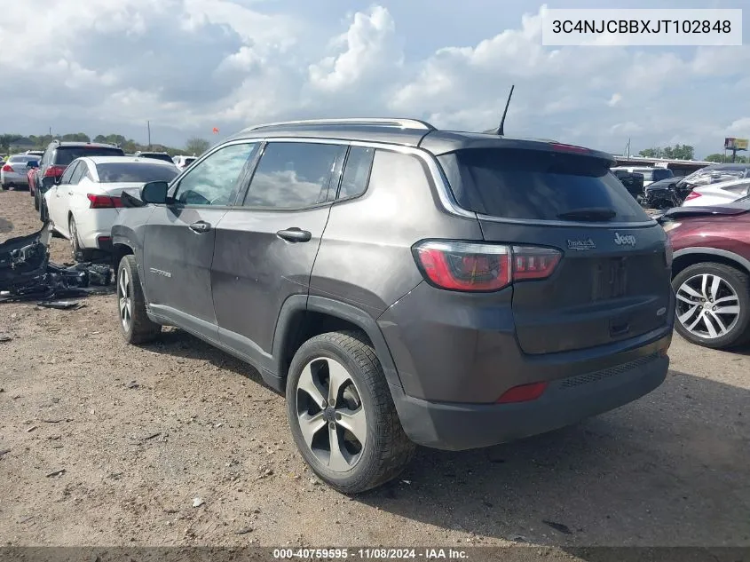 2018 Jeep Compass Latitude Fwd VIN: 3C4NJCBBXJT102848 Lot: 40759595