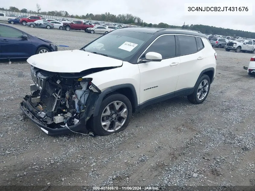 2018 Jeep Compass Limited 4X4 VIN: 3C4NJDCB2JT431676 Lot: 40788670