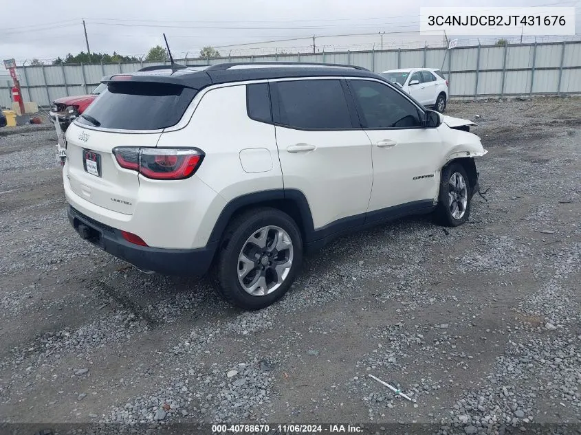 2018 Jeep Compass Limited 4X4 VIN: 3C4NJDCB2JT431676 Lot: 40788670