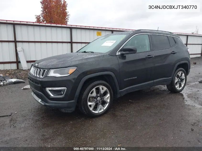 2018 Jeep Compass Limited 4X4 VIN: 3C4NJDCBXJT340770 Lot: 40797000