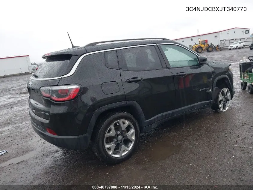 2018 Jeep Compass Limited 4X4 VIN: 3C4NJDCBXJT340770 Lot: 40797000