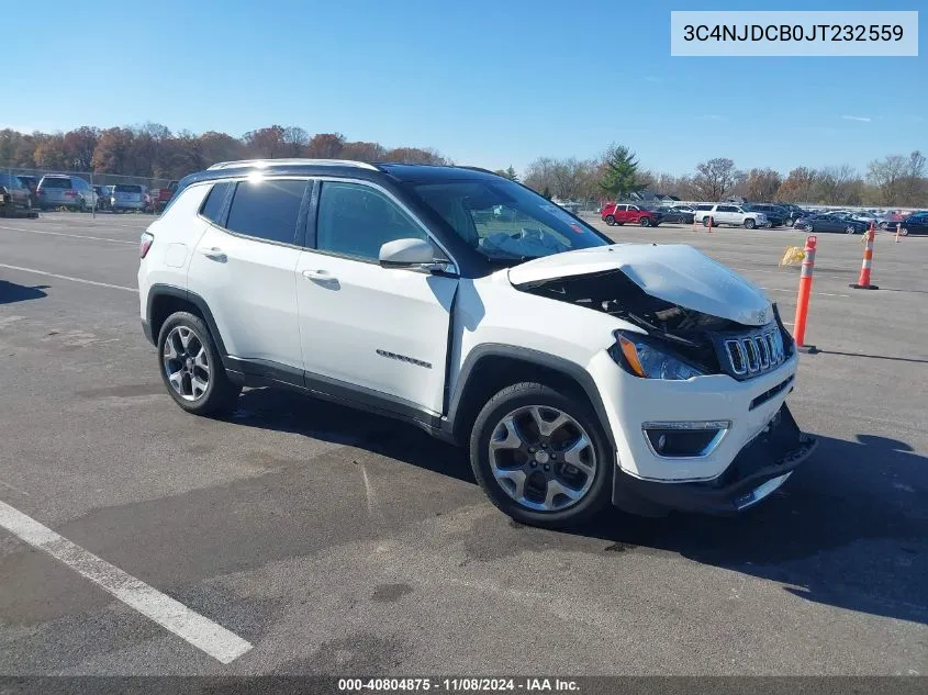 2018 Jeep Compass Limited 4X4 VIN: 3C4NJDCB0JT232559 Lot: 40804875