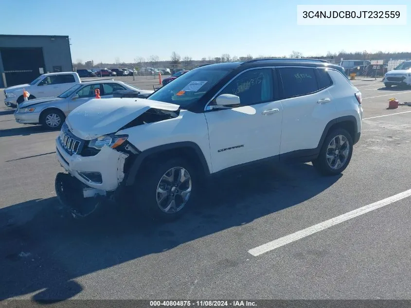 2018 Jeep Compass Limited 4X4 VIN: 3C4NJDCB0JT232559 Lot: 40804875