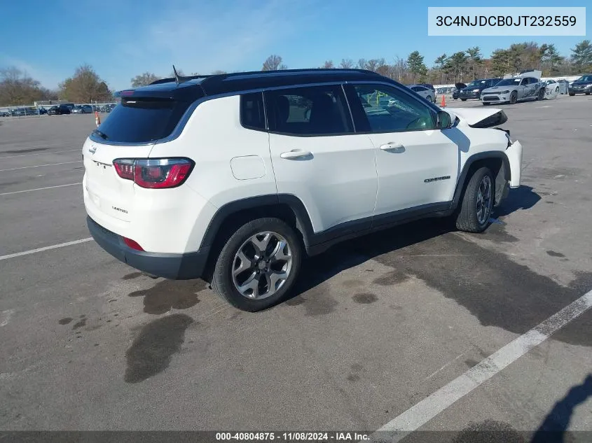 2018 Jeep Compass Limited 4X4 VIN: 3C4NJDCB0JT232559 Lot: 40804875