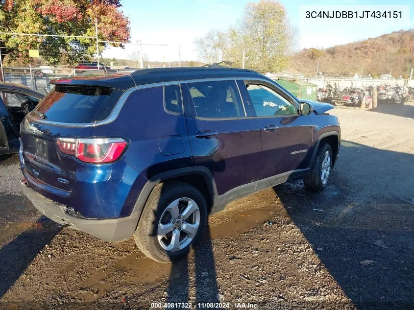 2018 Jeep Compass Latitude 4X4 VIN: 3C4NJDBB1JT434151 Lot: 40817322