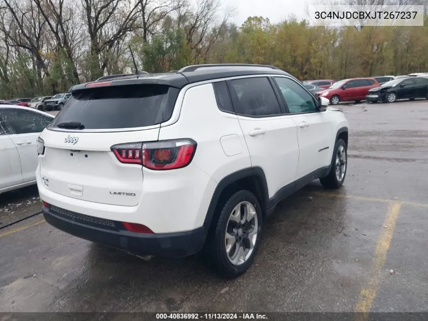 2018 Jeep Compass Limited 4X4 VIN: 3C4NJDCBXJT267237 Lot: 40836992