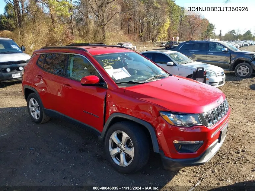 2018 Jeep Compass Latitude 4X4 VIN: 3C4NJDBB3JT360926 Lot: 40846035