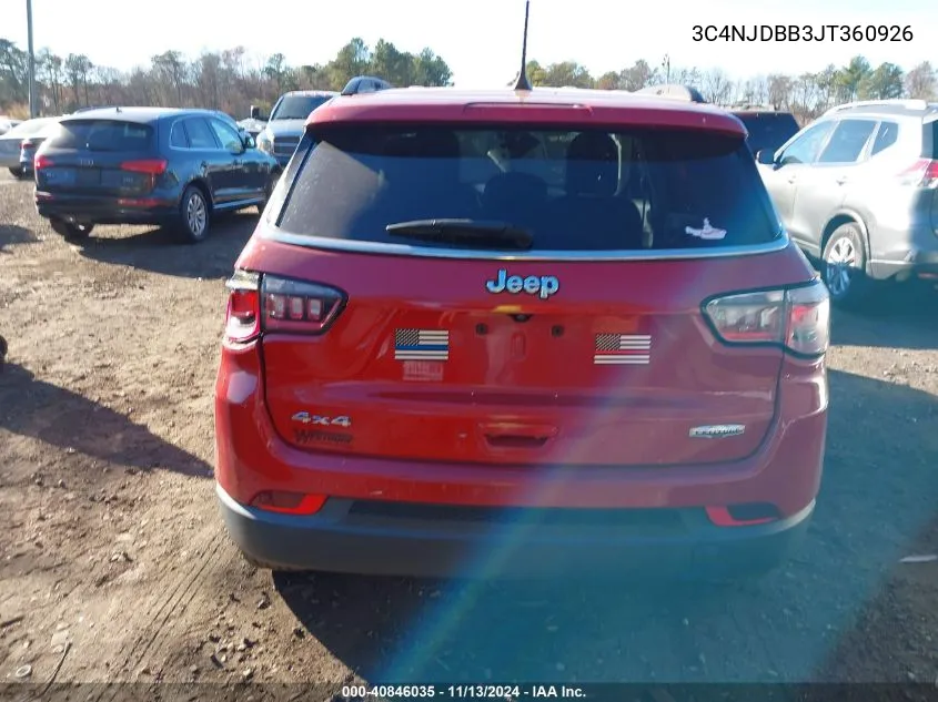 2018 Jeep Compass Latitude 4X4 VIN: 3C4NJDBB3JT360926 Lot: 40846035