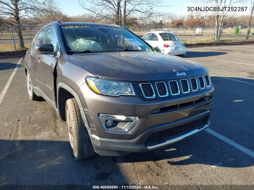 2018 Jeep Compass Limited 4X4 VIN: 3C4NJDCB5JT252287 Lot: 40858590