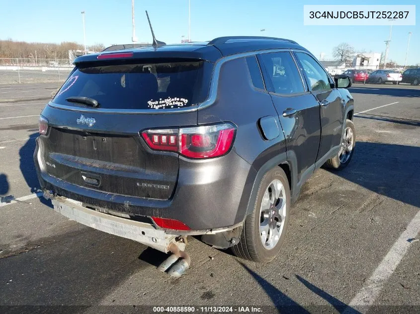 2018 Jeep Compass Limited 4X4 VIN: 3C4NJDCB5JT252287 Lot: 40858590