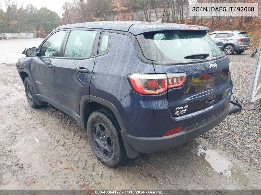 2018 Jeep Compass Sport 4X4 VIN: 3C4NJDAB5JT492068 Lot: 40864177