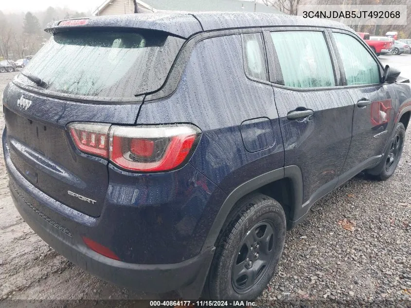 2018 Jeep Compass Sport 4X4 VIN: 3C4NJDAB5JT492068 Lot: 40864177