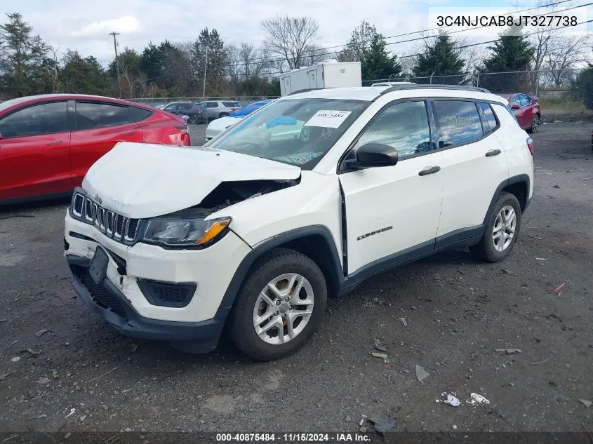 2018 Jeep Compass Sport Fwd VIN: 3C4NJCAB8JT327738 Lot: 40875484