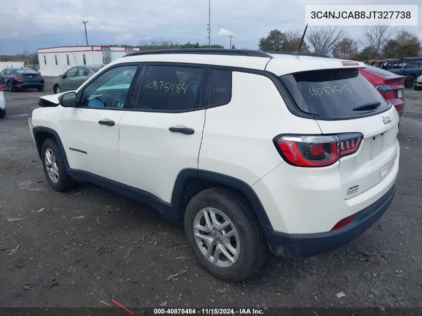 2018 Jeep Compass Sport Fwd VIN: 3C4NJCAB8JT327738 Lot: 40875484