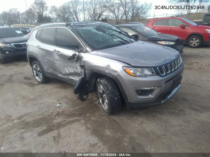 2018 Jeep Compass Limited 4X4 VIN: 3C4NJDCB3JT262848 Lot: 40878888