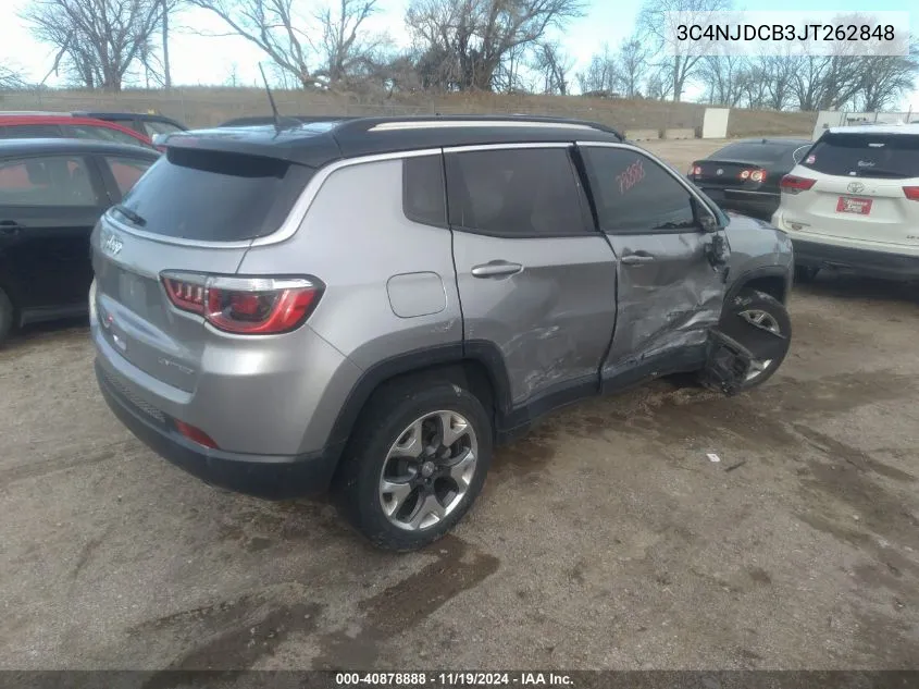 2018 Jeep Compass Limited 4X4 VIN: 3C4NJDCB3JT262848 Lot: 40878888