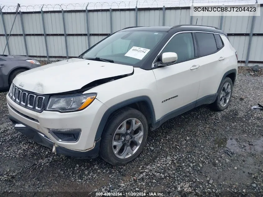 2018 Jeep Compass Limited Fwd VIN: 3C4NJCCB8JT204423 Lot: 40912254