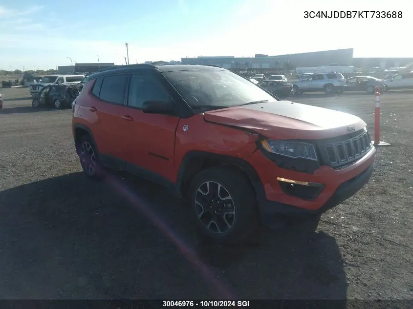 2019 Jeep Compass Trailhawk VIN: 3C4NJDDB7KT733688 Lot: 30046976