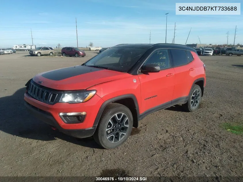 2019 Jeep Compass Trailhawk VIN: 3C4NJDDB7KT733688 Lot: 30046976