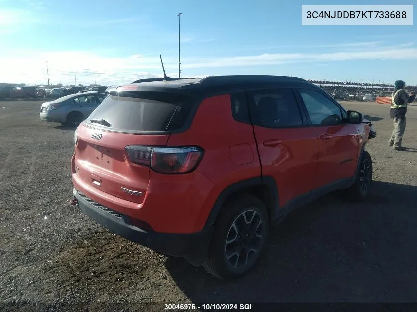 2019 Jeep Compass Trailhawk VIN: 3C4NJDDB7KT733688 Lot: 30046976