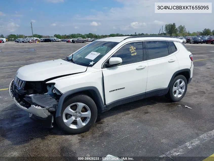 2019 Jeep Compass Latitude Fwd VIN: 3C4NJCBBXKT655095 Lot: 38928233