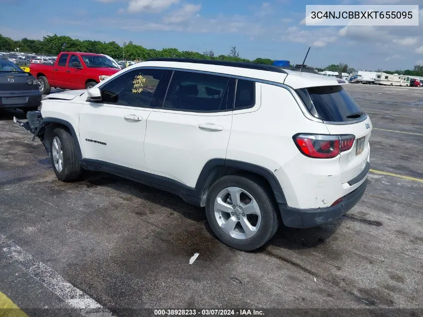 2019 Jeep Compass Latitude Fwd VIN: 3C4NJCBBXKT655095 Lot: 38928233