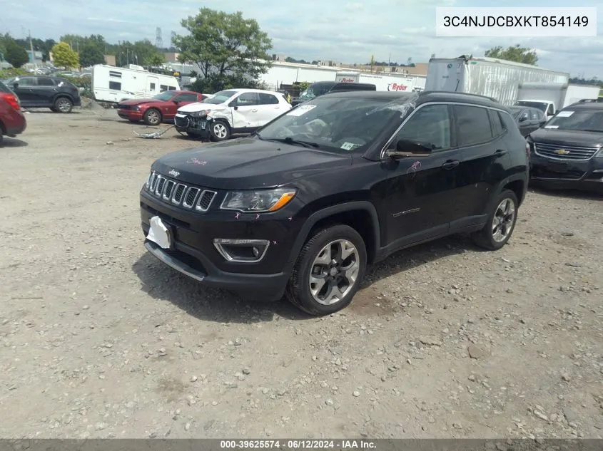 2019 Jeep Compass Limited 4X4 VIN: 3C4NJDCBXKT854149 Lot: 39625574