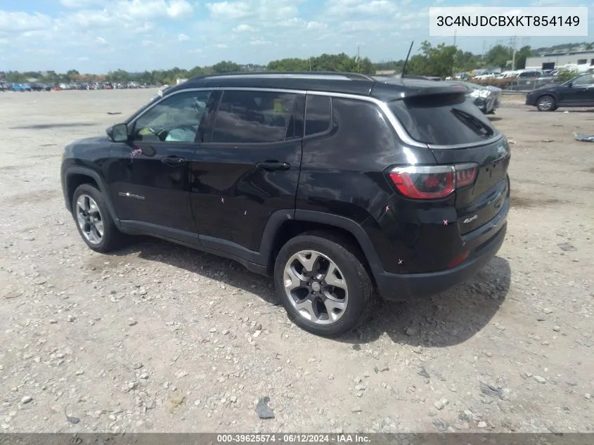 2019 Jeep Compass Limited 4X4 VIN: 3C4NJDCBXKT854149 Lot: 39625574