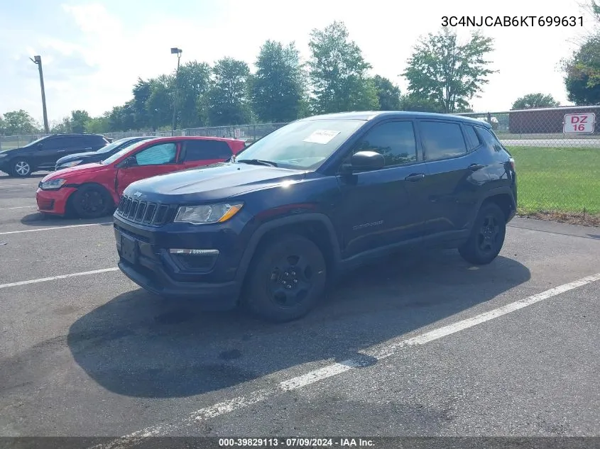 2019 Jeep Compass Sport Fwd VIN: 3C4NJCAB6KT699631 Lot: 39829113