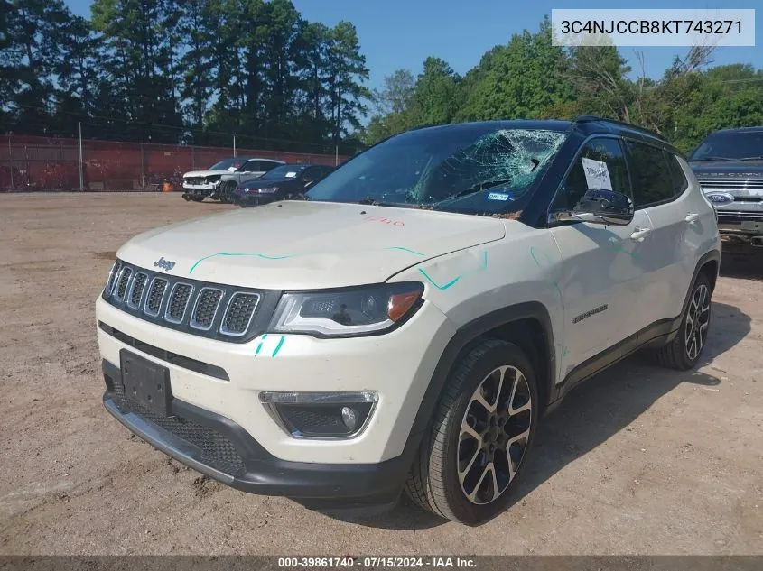 2019 Jeep Compass Limited Fwd VIN: 3C4NJCCB8KT743271 Lot: 39861740