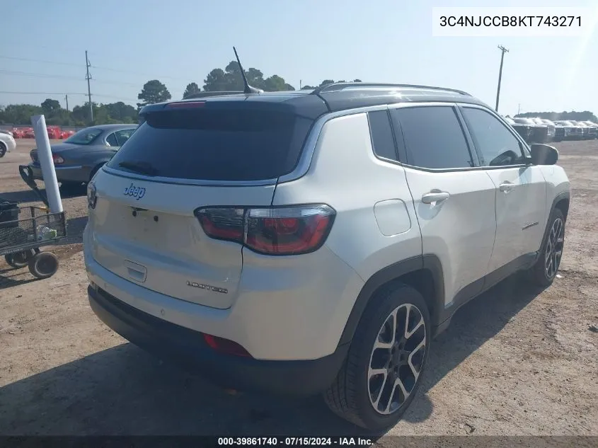 2019 Jeep Compass Limited Fwd VIN: 3C4NJCCB8KT743271 Lot: 39861740