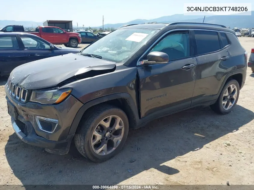 2019 Jeep Compass Limited 4X4 VIN: 3C4NJDCB3KT748206 Lot: 39864898