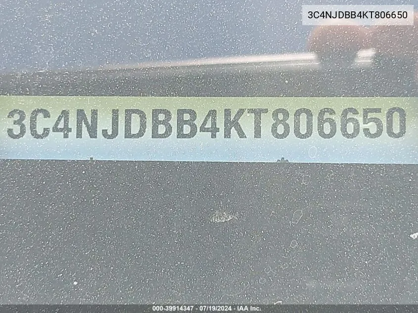 2019 Jeep Compass Latitude 4X4 VIN: 3C4NJDBB4KT806650 Lot: 39914347