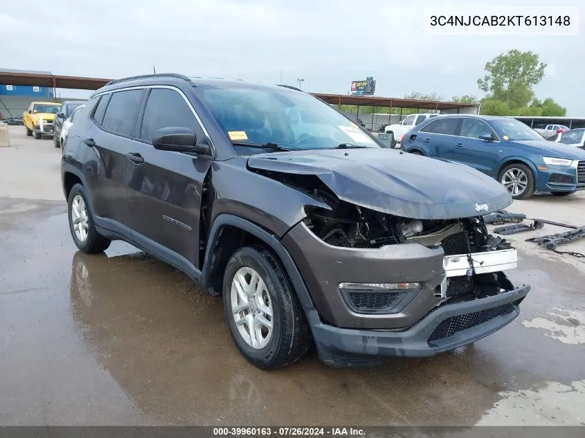 2019 Jeep Compass Sport Fwd VIN: 3C4NJCAB2KT613148 Lot: 39960163