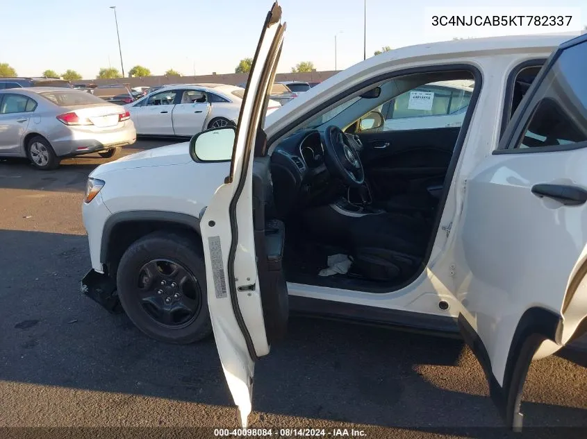 2019 Jeep Compass Sport Fwd VIN: 3C4NJCAB5KT782337 Lot: 40098084