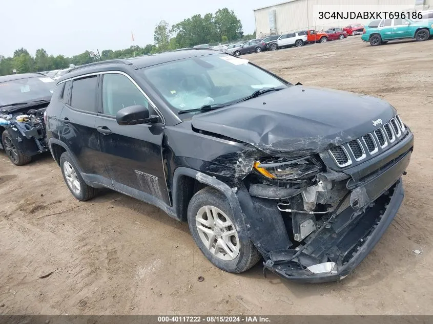 2019 Jeep Compass Sport 4X4 VIN: 3C4NJDABXKT696186 Lot: 40117222