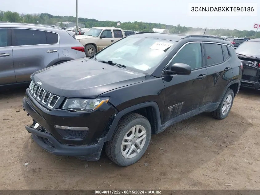 2019 Jeep Compass Sport 4X4 VIN: 3C4NJDABXKT696186 Lot: 40117222