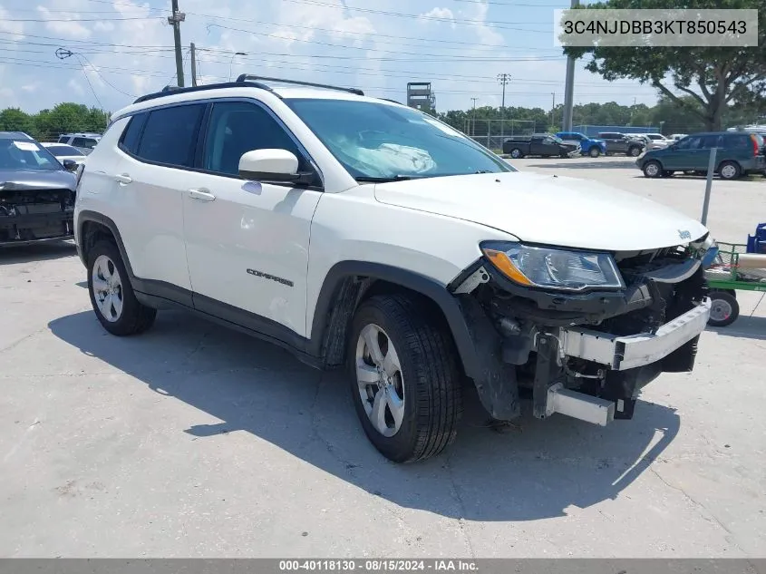 2019 Jeep Compass Latitude 4X4 VIN: 3C4NJDBB3KT850543 Lot: 40118130