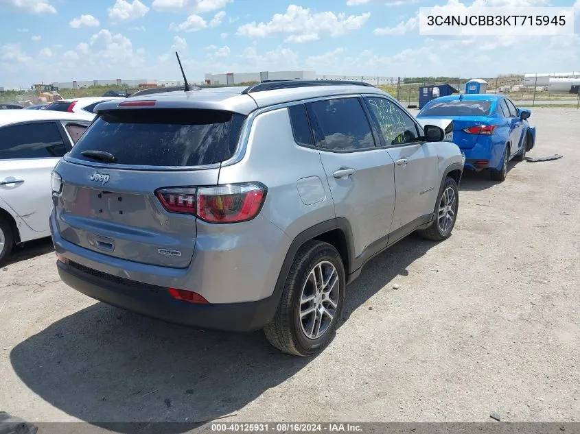 2019 Jeep Compass Sun And Wheel Fwd VIN: 3C4NJCBB3KT715945 Lot: 40125931