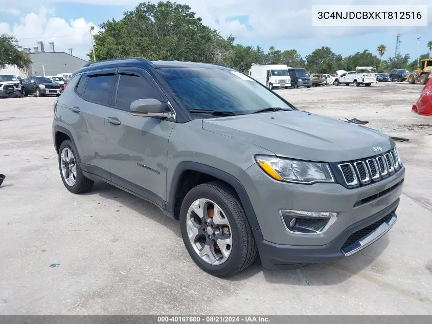 2019 Jeep Compass Limited 4X4 VIN: 3C4NJDCBXKT812516 Lot: 40167600