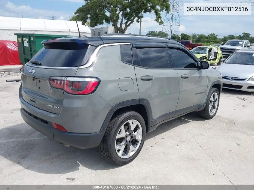 2019 Jeep Compass Limited 4X4 VIN: 3C4NJDCBXKT812516 Lot: 40167600