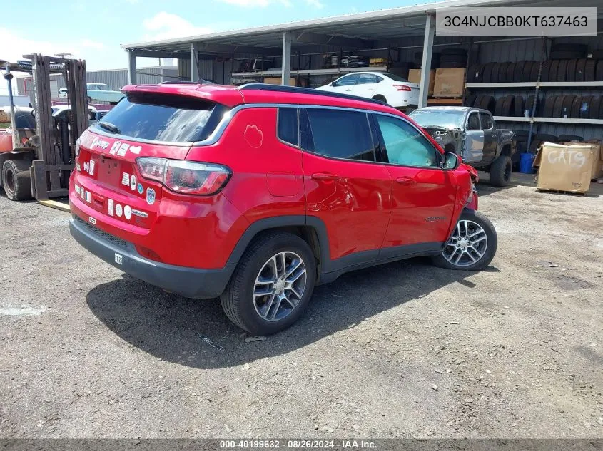 2019 Jeep Compass Sun And Wheel Fwd VIN: 3C4NJCBB0KT637463 Lot: 40199632