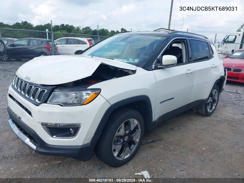 2019 Jeep Compass Limited 4X4 VIN: 3C4NJDCB5KT689031 Lot: 40218193