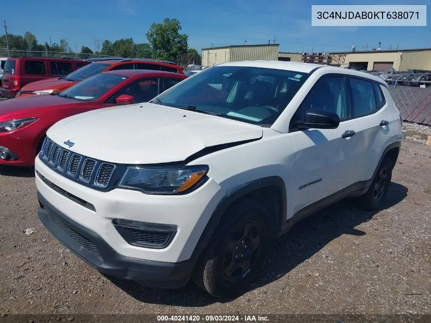 2019 Jeep Compass Sport 4X4 VIN: 3C4NJDAB0KT638071 Lot: 40241420