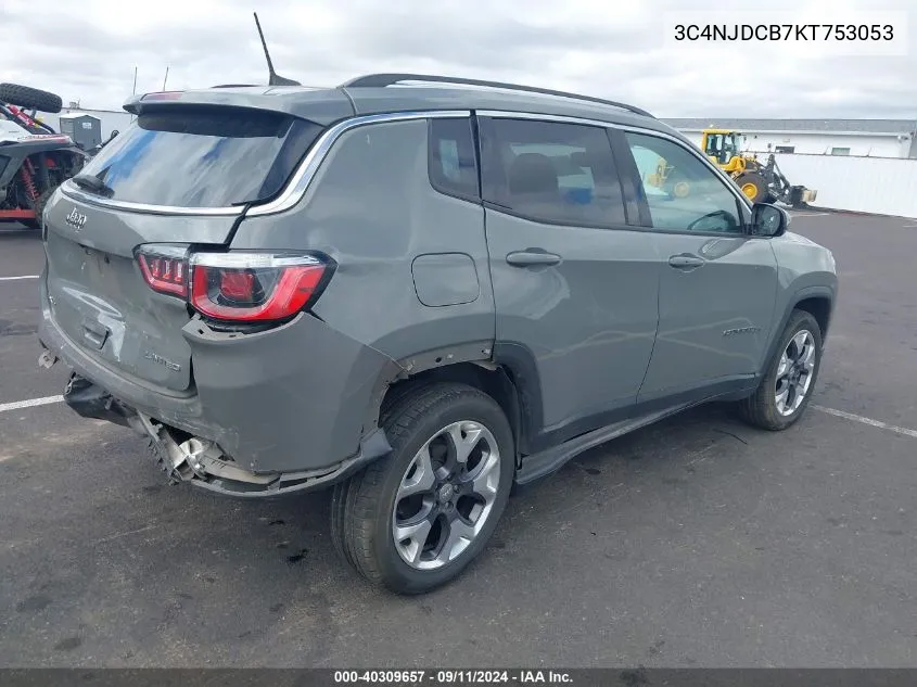 3C4NJDCB7KT753053 2019 Jeep Compass Limited 4X4