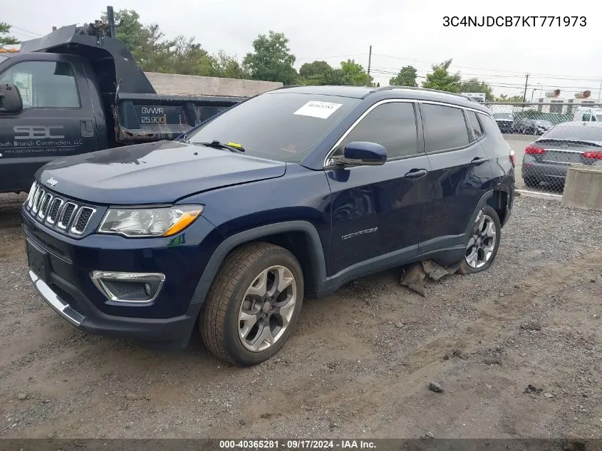 2019 Jeep Compass Limited 4X4 VIN: 3C4NJDCB7KT771973 Lot: 40365281