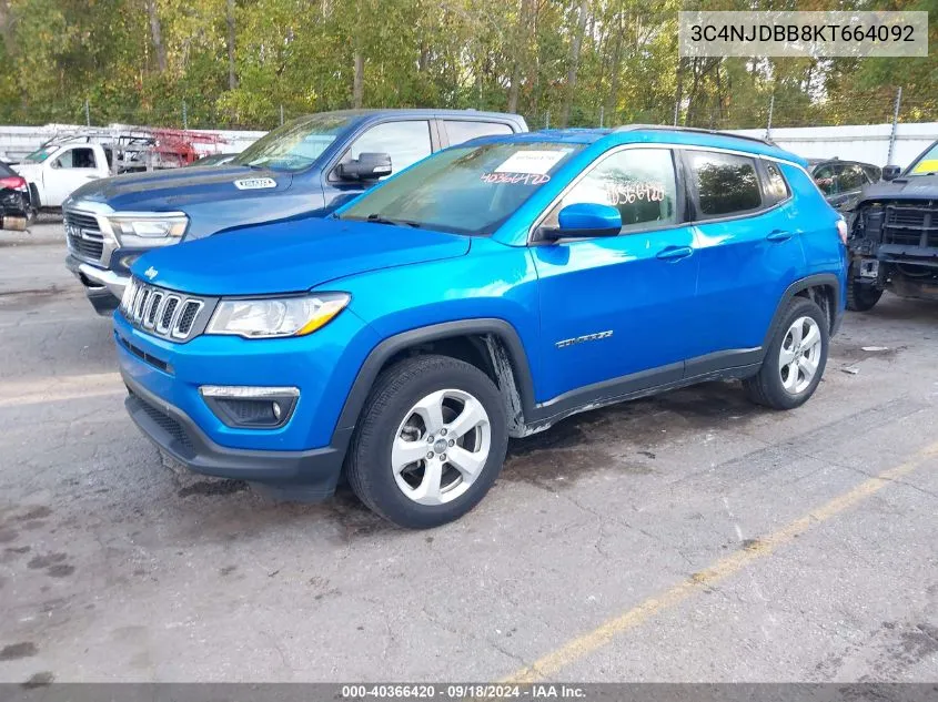 2019 Jeep Compass Latitude VIN: 3C4NJDBB8KT664092 Lot: 40366420