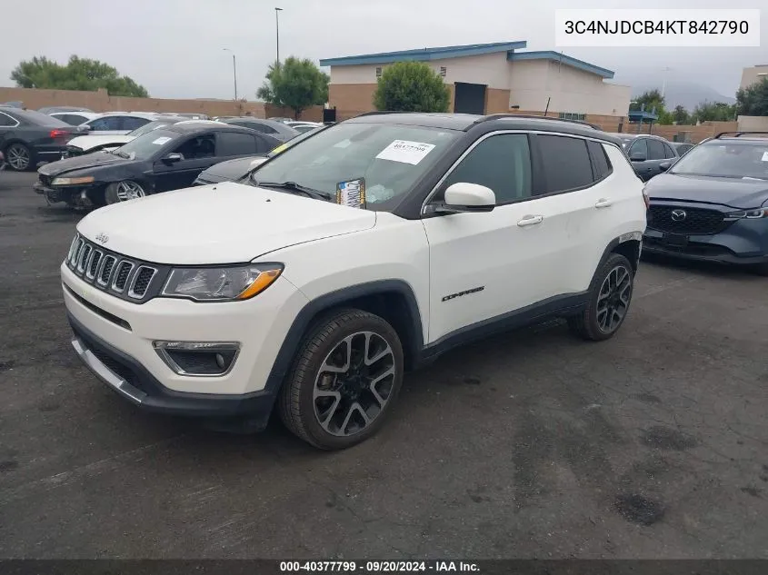 2019 Jeep Compass Limited 4X4 VIN: 3C4NJDCB4KT842790 Lot: 40377799